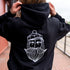 Rückseite des Fangfrisch Hoodies mit großem maritimen Print